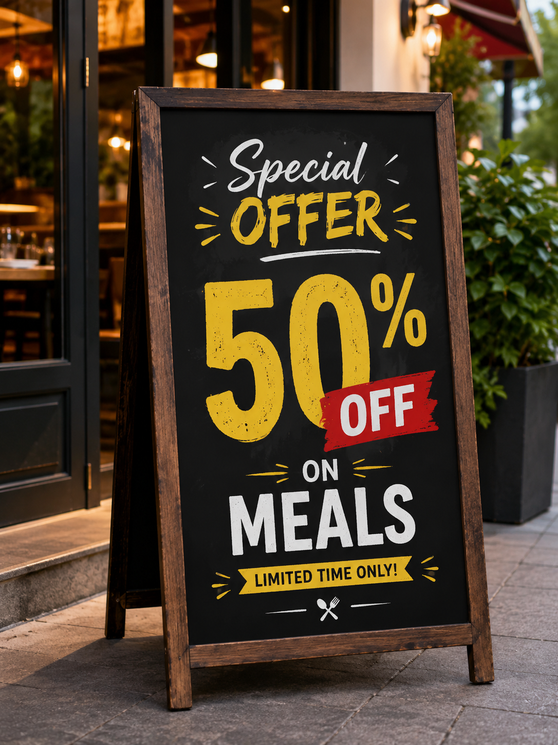 A board 50% off meals