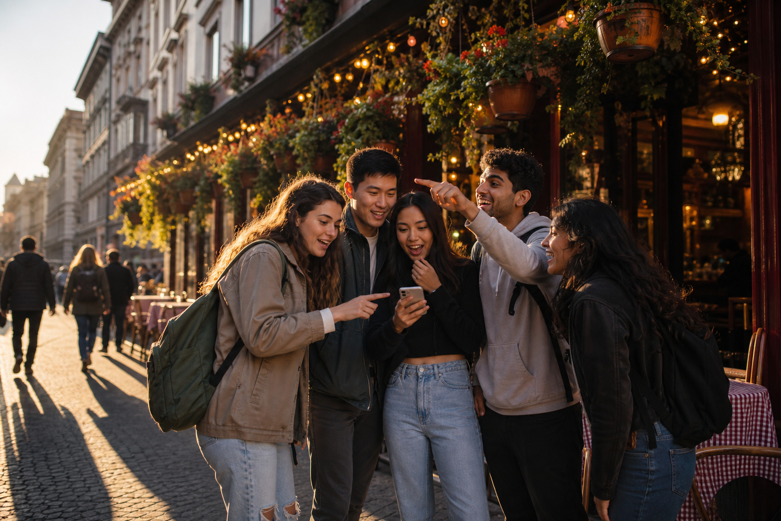 Students Finding Budget Italian Restaurant with Phone