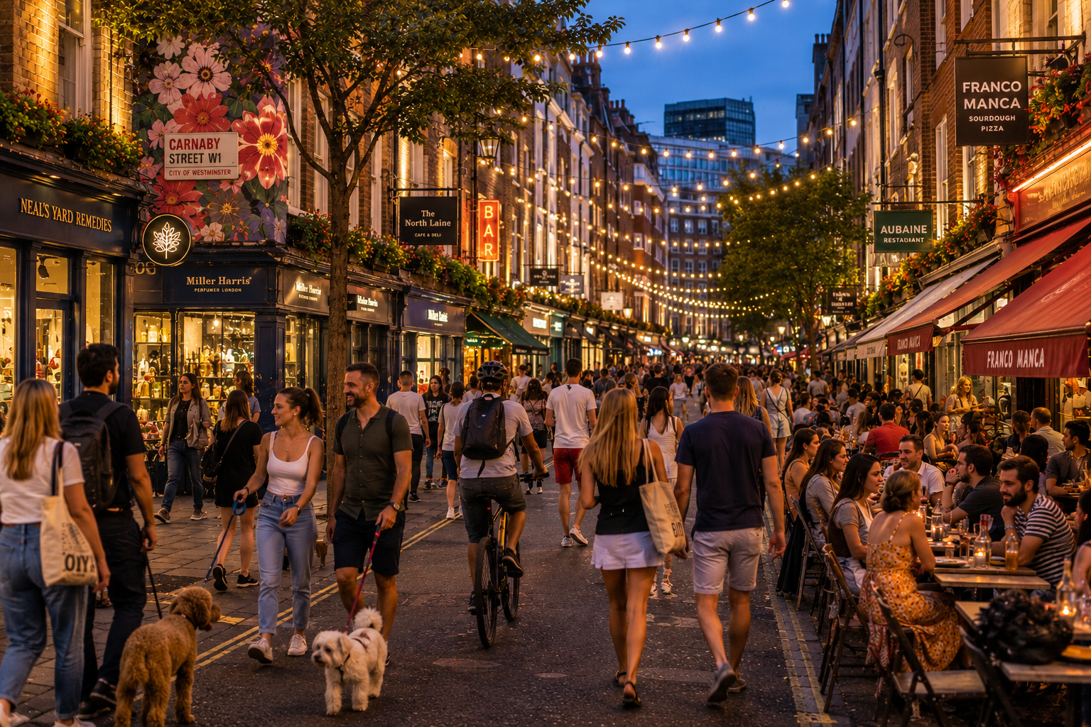 Busy London scene in evening