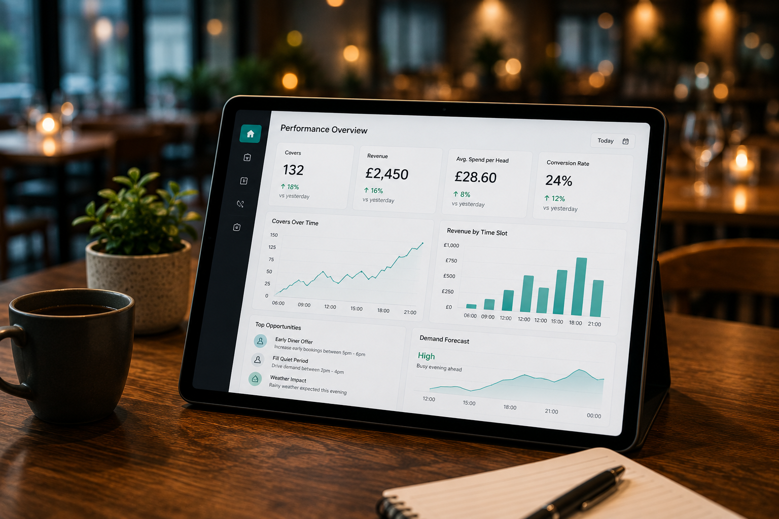 Café Dashboard Performance Overview