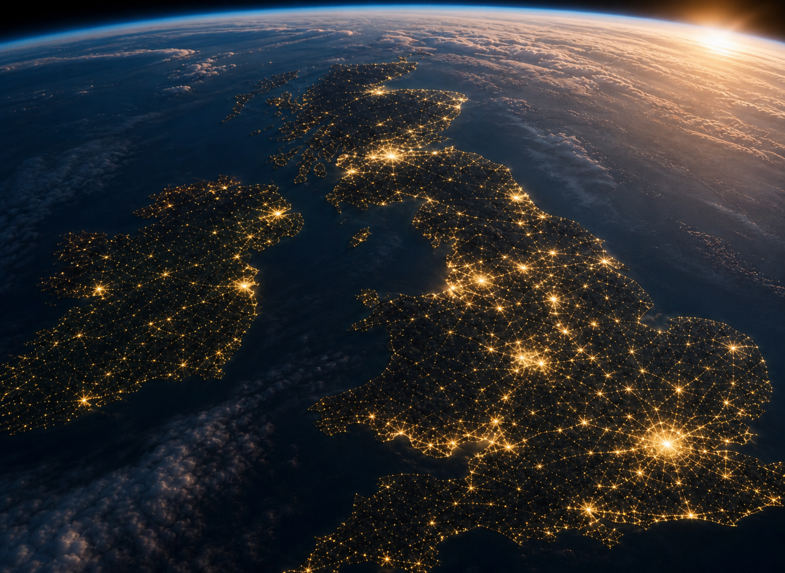 UK Cities Interconnected at Dusk-1