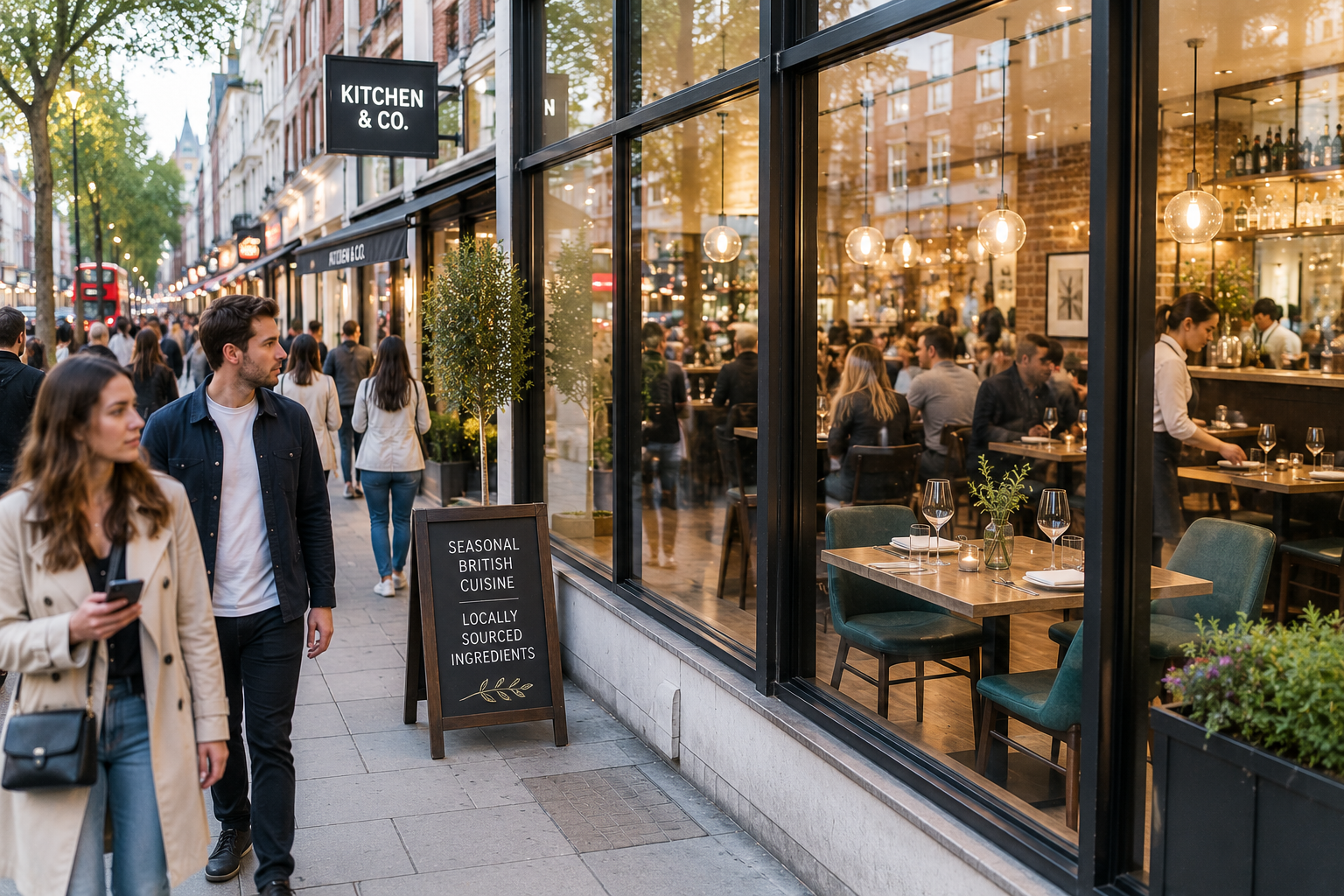 Evening stroll past restaurant