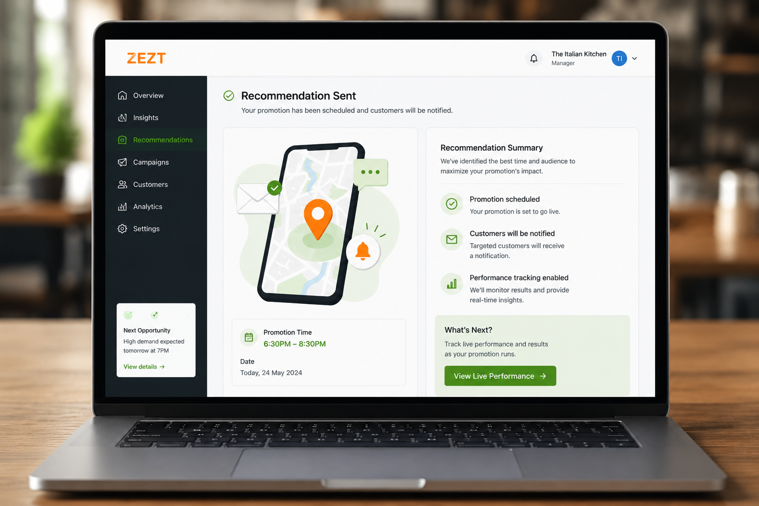 Laptop showing ZEZT promotion
