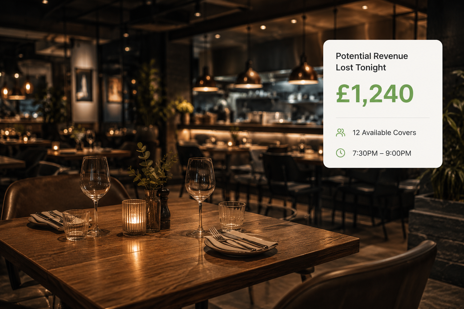 Quiet evening stylish restaurant